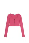 Blumarine Logo-plaque Cropped Cardigan In Red