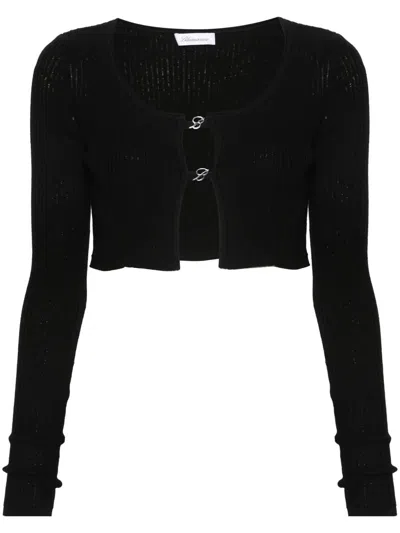 Blumarine B Monogram Cropped Cardigan In Black