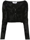 Blumarine Embroidered Cropped Cardigan In Black