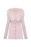 Blumarine Cardigan With Ostrich Feathers In Pink
