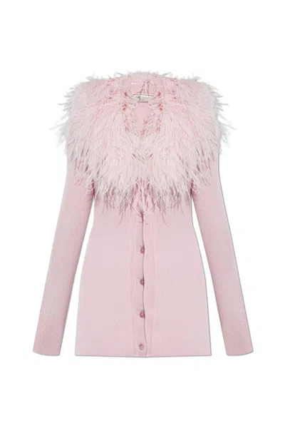 Blumarine Cardigan With Ostrich Feathers In Pink