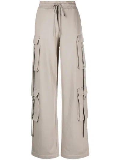 Blumarine Drawstring Waist Cargo Track Pants In Grey