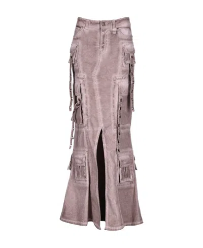 Blumarine Cargo Long Skirt In Nude