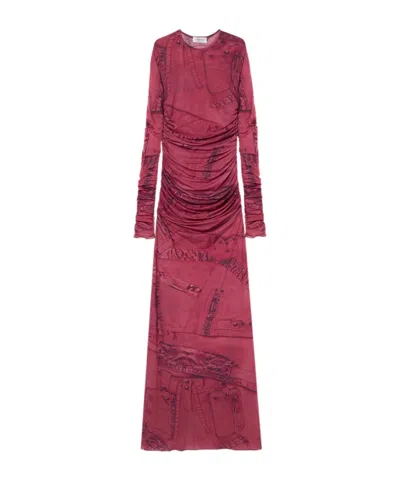 Blumarine Cargo Patch-print Maxi Dress In Red