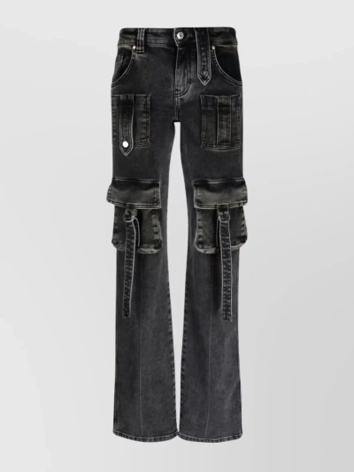 Blumarine Cargo Pocket Straight Leg Trousers In Black