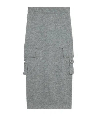 BLUMARINE CARGO-POCKETS WOOL MIDI SKIRT