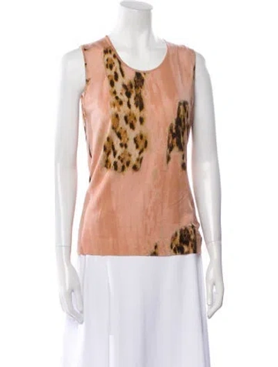 Pre-owned Blumarine Cashmere Animal Print Top In Pink