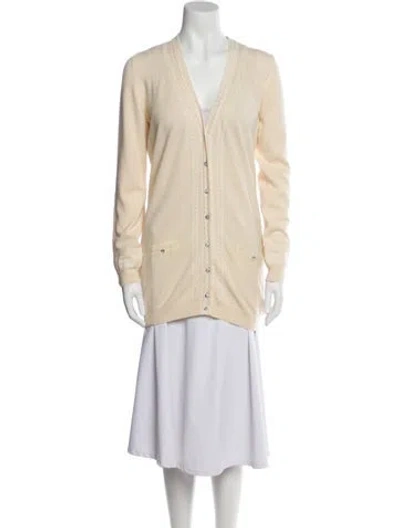 Pre-owned Blumarine Cashmere V-neck Sweater In Neutral