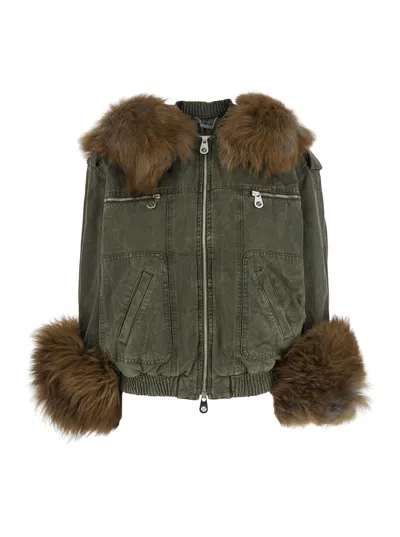 BLUMARINE CASUAL JACKET IN GREEN COTTON