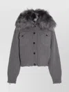 Blumarine Casual Jacket With Faux Fur Collar In Gray