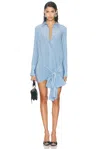 Blumarine Cdc Pinstripe Dress In Cashmere  Blue  & Black