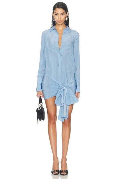 Blumarine Cdc Pinstripe Dress In Cashmere  Blue  & Black