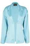 Blumarine Satin Blazer With Hook In Blue