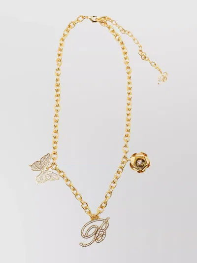 Blumarine Chain With Crystal And Butterfly Charms In Neutral