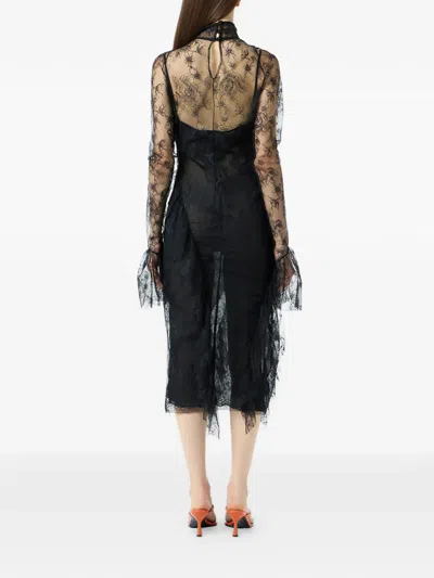 Blumarine Chantilly-lace Midi Dress In Black