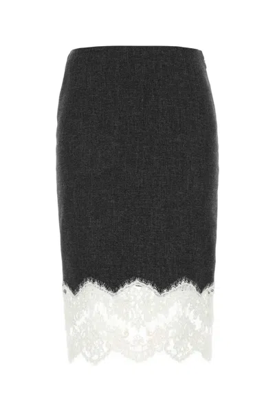 BLUMARINE BLUMARINE CHARCOAL STRETCH VISCOSE BLEND SKIRT