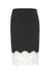 Blumarine Stretch Viscose Blend Skirt With Lace Trim In Grey
