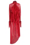 Blumarine Chiffon Plisse Dress In Red