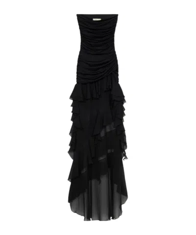 Blumarine Chiffon Ruffled Dress In Black