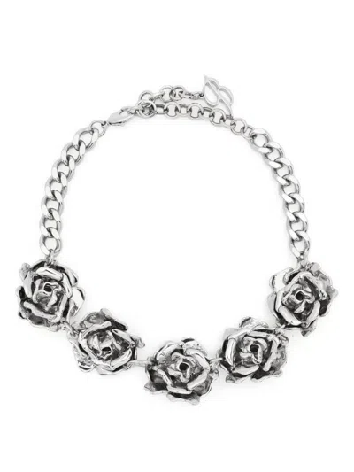Blumarine Rose-detail Choker Necklace In N0996 Nikel Free Telaio