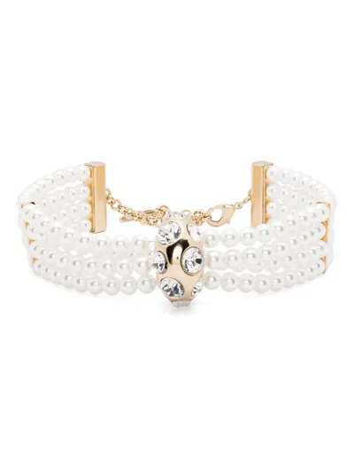 Blumarine Crystal-embellished Choker Necklace In White