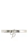 Blumarine B Laminated Leather Belt In Argento