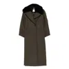 Blumarine Green Coat With Classic Lapels And Removable Collar In Wool Blend Woman In Green