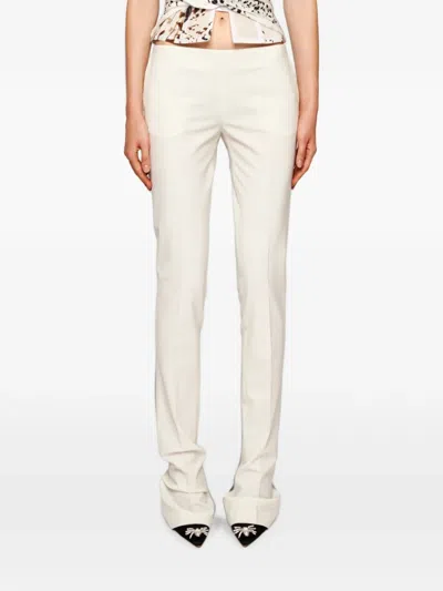 Blumarine Concealed-fastening Slim-fit Trousers In White