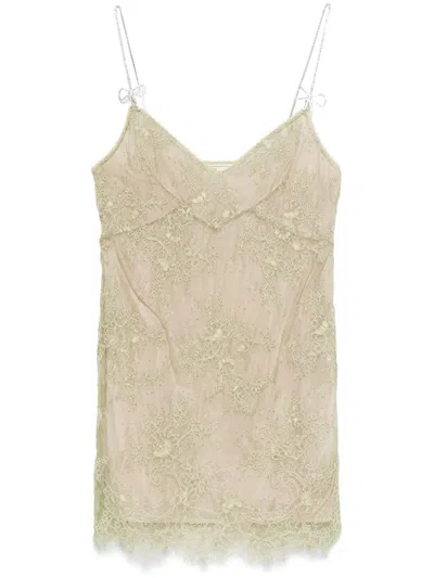 Blumarine Corded-lace Mini Dress In Green