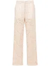Blumarine Corded-lace Trousers In Neutrals