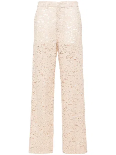 Blumarine Corded-lace Trousers In Neutrals