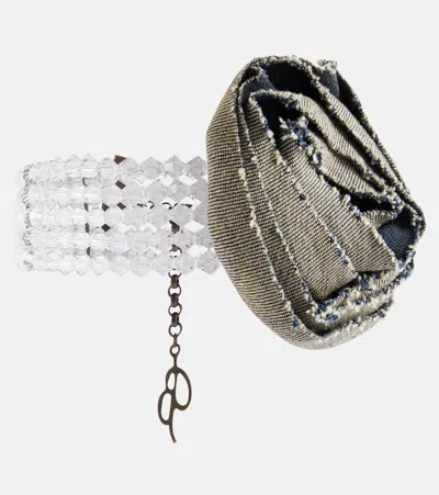 Blumarine Corsage Embellished Choker In Peacoat/warm Sand