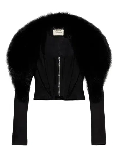 Blumarine Long-sleeved Casual Jacket In Black
