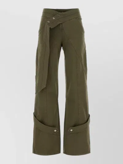 Blumarine Cotton Pants Belt Loops Button Detail In Green
