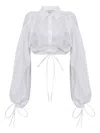 Blumarine Poplin Cropped Shirt In White