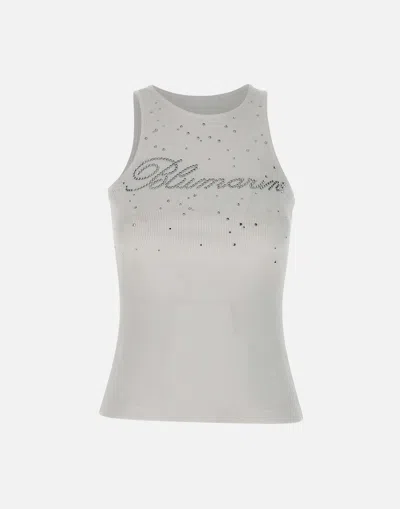 Blumarine Cotton Stretch Sleeveless Top In White