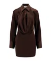 Blumarine Cowl-collar Satin Shirt Minidress In Black
