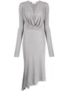Blumarine Cowl-neck Asymmetric Midi Dress In Grey