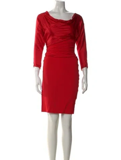Pre-owned Blumarine Cowl Neck Knee-length Dress In Red