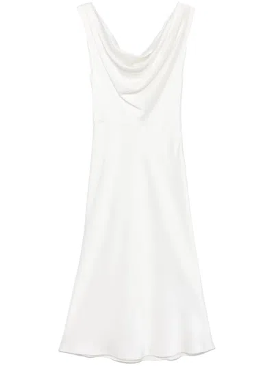Blumarine Cowl-neck Midi Dress In White