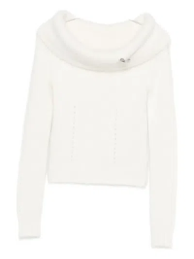 Blumarine Cowl-neck Sweater In White