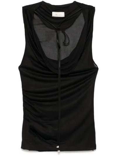 Blumarine Cowl-neck Tank Top In Black