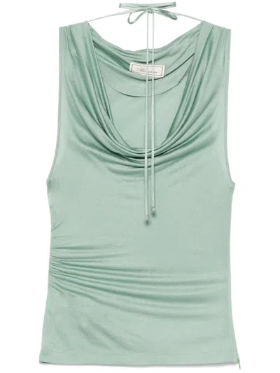Blumarine Cowl-neck Tank Top In Green