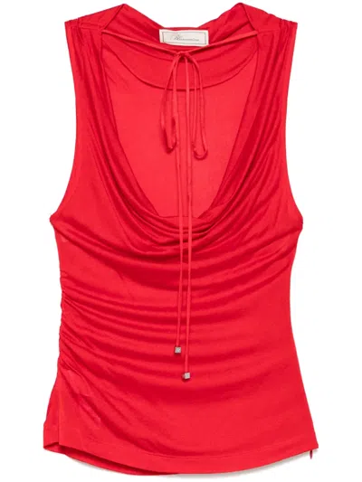 Blumarine Cowl-neck Tank Top In Red