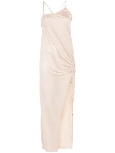 Blumarine Crepe Maxi Dress In Neutrals