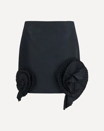 Blumarine Rose-detail Taffeta Mini Skirt In Black
