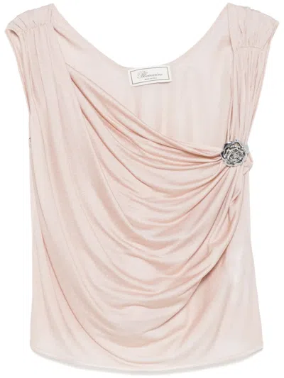 Blumarine Crepe Tank Top In Pink