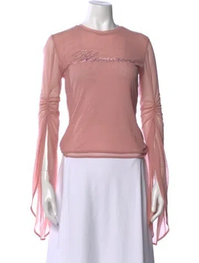 Pre-owned Blumarine Crew Neck Long Sleeve Top In Pink