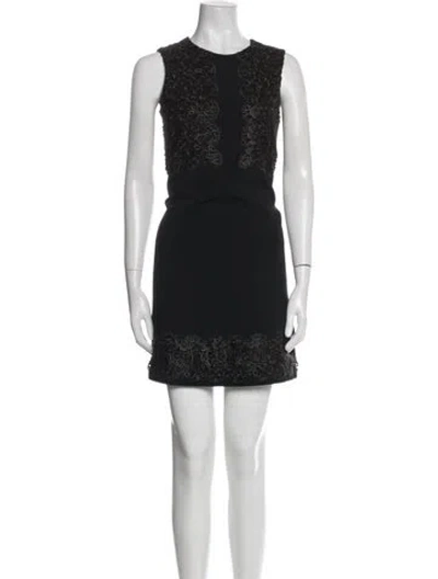 Pre-owned Blumarine Crew Neck Mini Dress In Black