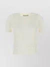 Blumarine Crew Neck Ribbed Texture Short Sleeves Sweater